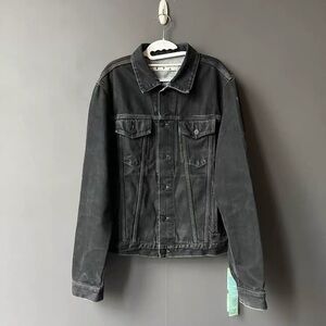 🚩steal authentic Off-White Charcoal Denim Jacket